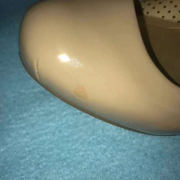 MADDEN GIRL “Getta” Nude vegan patten leather square closed toed heels SZ 7 - Picture 10 of 11